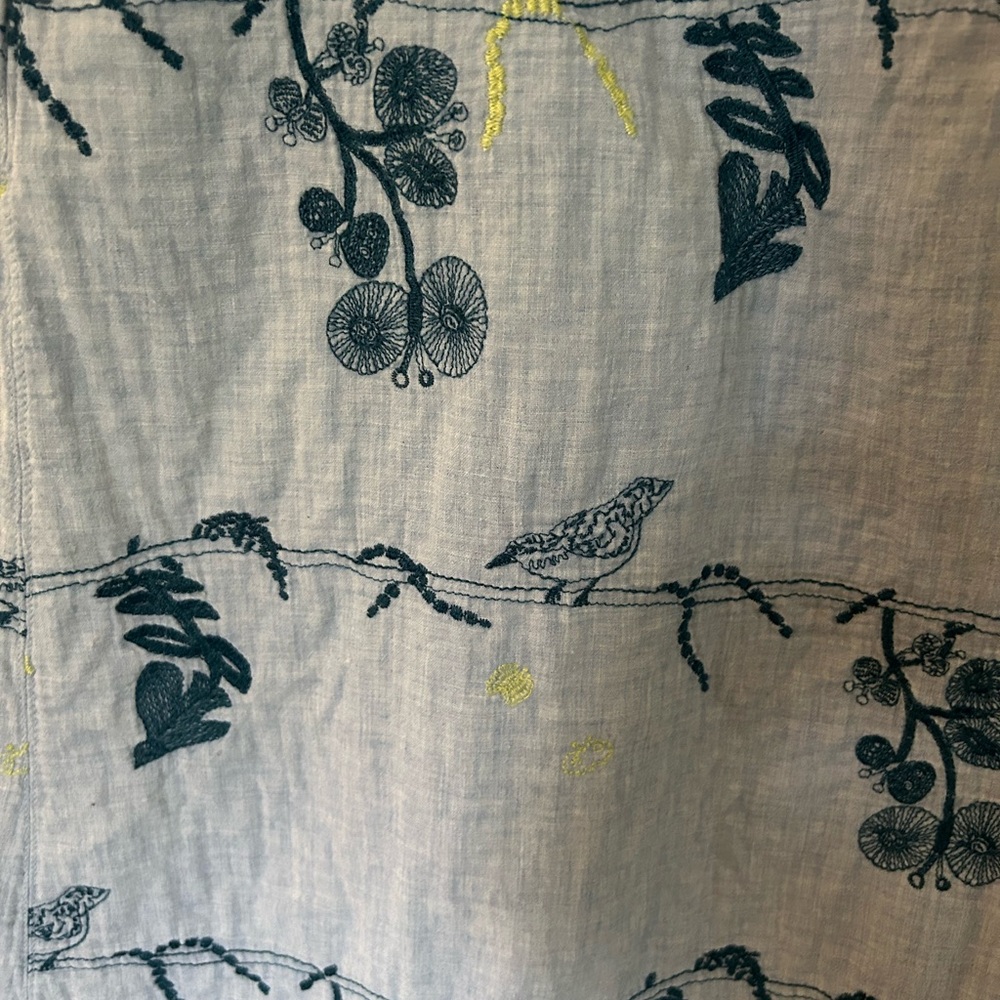 Unusual Japanese Tunic Dress Smock Embroidered Birds M/L - Picture 3 of 6